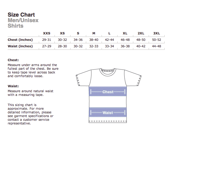 American Apparel Mens T Shirt Size Chart